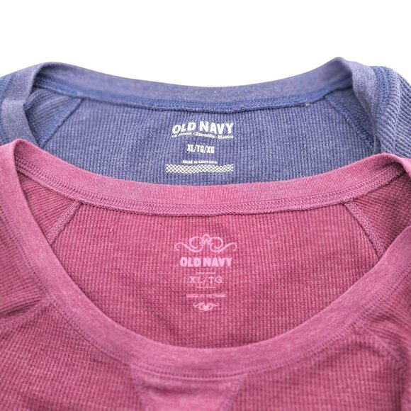 LOT of Old Navy Women's Long Sleeve Waffle Knit Tops XL Purple & Blue Set - Picture 2 of 16